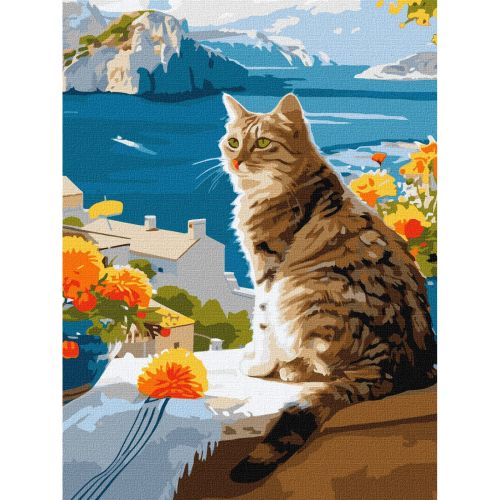 Картина за номерами "Мрійливий котик" 30х40 см Комбінований Різнобарв'я (239391)