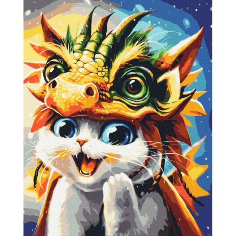 Картина по номерах "Котик Драконь" 40x50 см Комбінований Різнобарв'я (239484)
