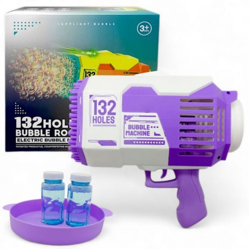 Кулемет з мильними бульбашками на акумуляторі, бузковий Пластик Різнобарв'я (242619)