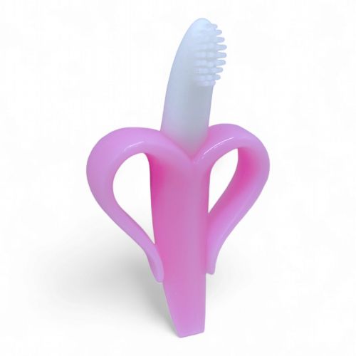 Прорізувач для зубів "Банан-щітка" (рожевий) Силікон Рожевий (242622)