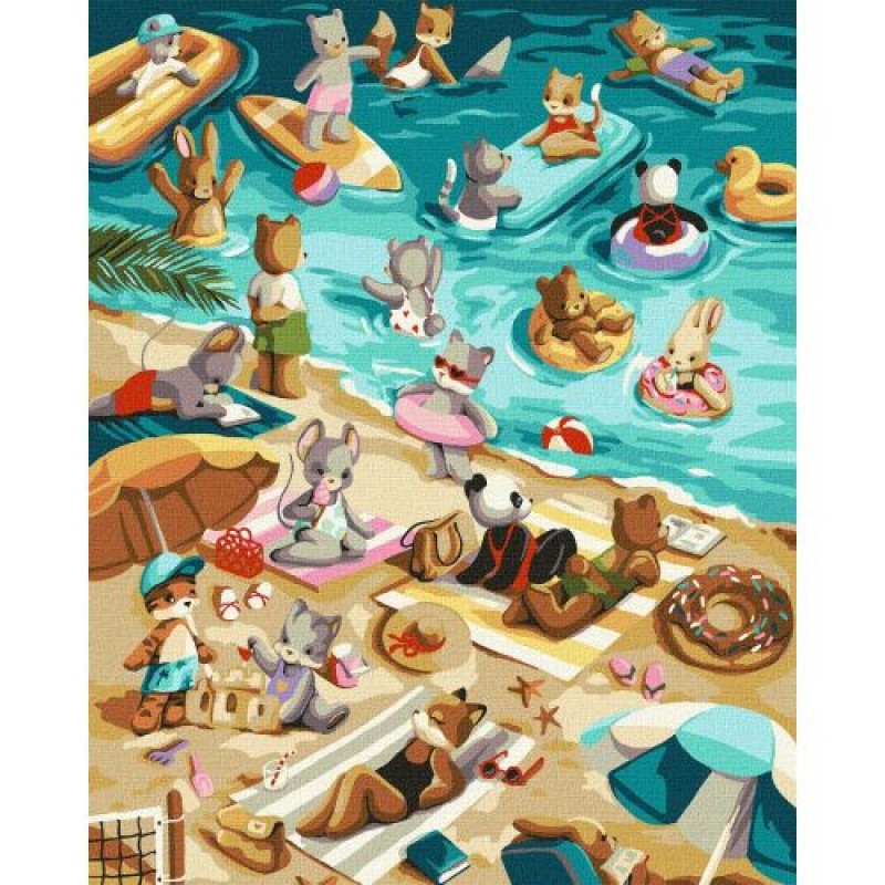 Картина по номерах "Пляжні забави" 40х50 см Комбінований Різнобарв'я (243227)