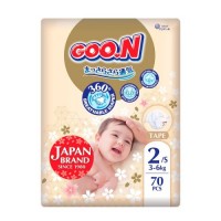 Підгузки Goo.N Premium Soft для дітей (розмір 2(S), 3-6 кг, 70 шт) Комбінований Різнобарв'я (249228)