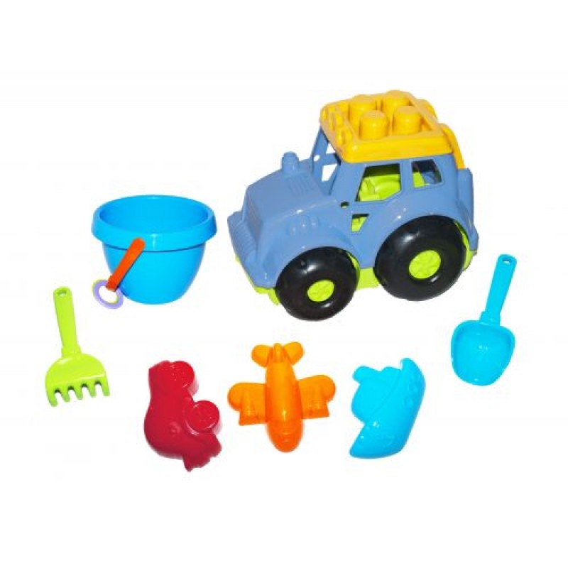 Трактор "Кузнечик №3"с песочным набором (голубой)