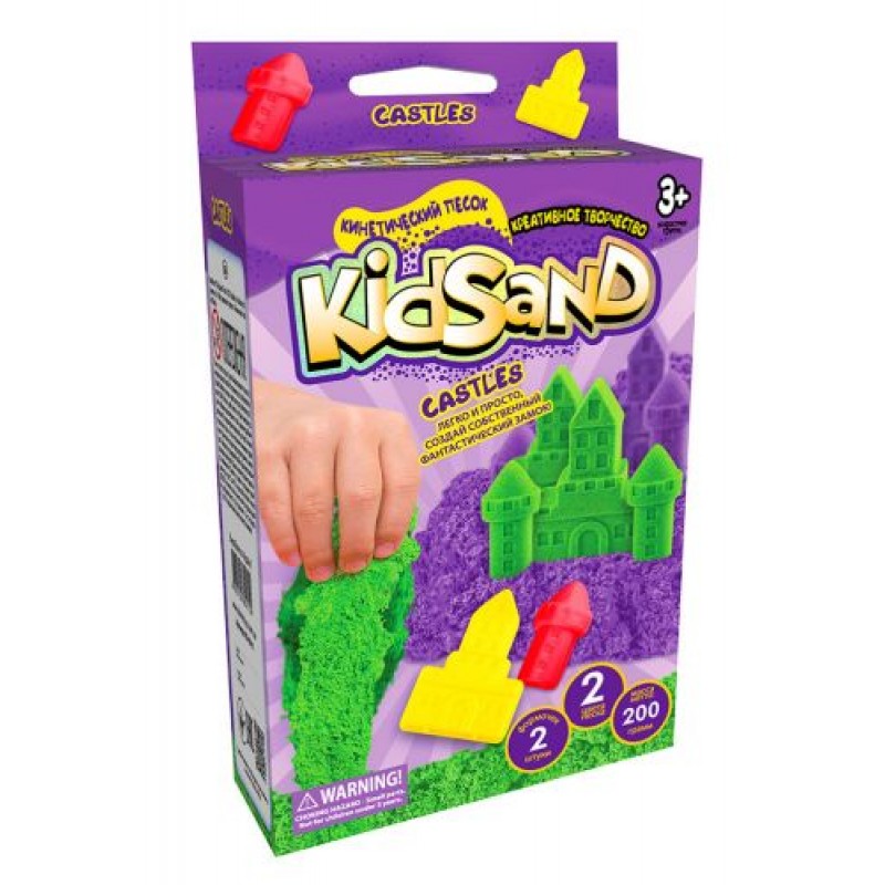 Кінетичний пісок "KidSand: Замок" з формочками, 200 г (рус) Комбінований Різнобарв'я (59806)