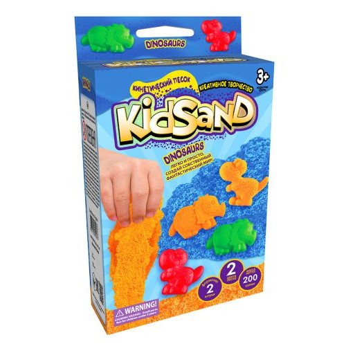 Кинетический песок "KidSand: Динозавры" с формочками, 200 г (рус)