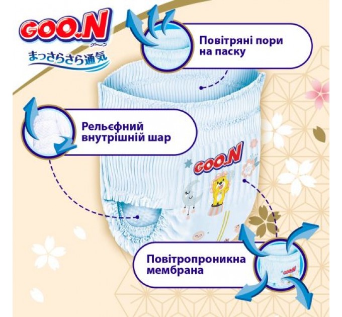 Трусики-підгузки Goo.N Premium Soft (розмір 5(XL), 12-17 кг, 36 шт) Комбінований Різнобарв'я (248922)