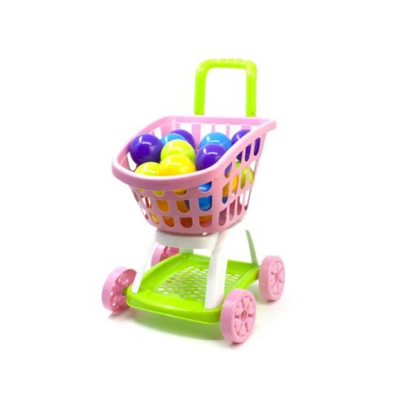 Візок "Супермаркет" з кульками (рожева) Пластик Рожевий (103614)