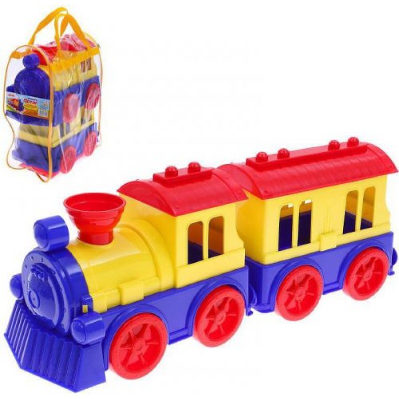Поїзд з вагоном, пластиковий Пластик Жовто-синій (11218)