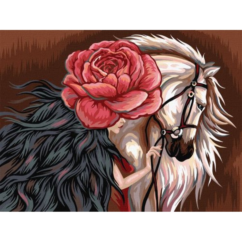 Картина за номерами "Білий кінь" Комбінований Різнобарвний (144893)
