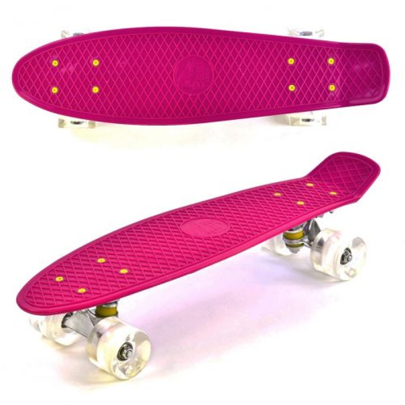 74191 [9090] Скейт Пенни борд 9090 (8) Best Board, МАЛИНОВЫЙ, доска=55см, колёса PU со светом, диаметр 6см