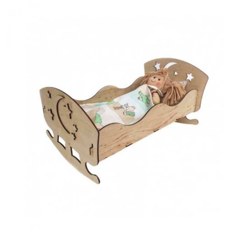 Дерев'яне ліжко для ляльки Дерево Бежевий (170030)