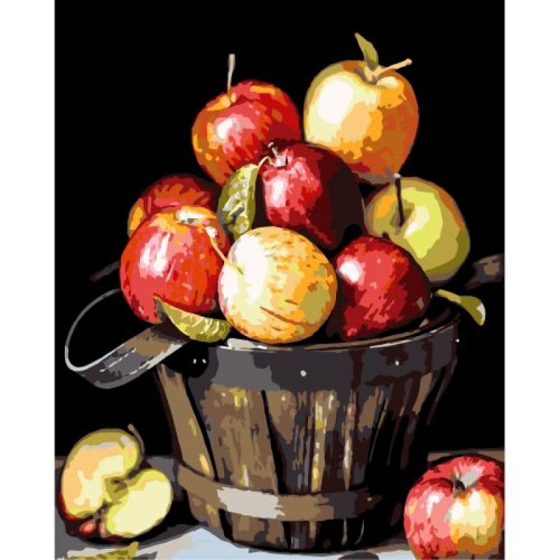 Картина по номерах "Яблука у кошику" ★★★ Комбінований Білий (180854)