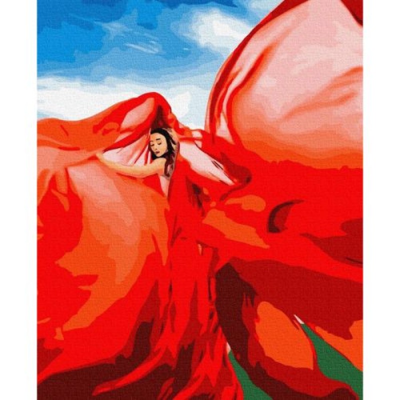 Картина за номерами "Жінка у червоному" ★★★ Комбінований Різнобарв'я (189719)
