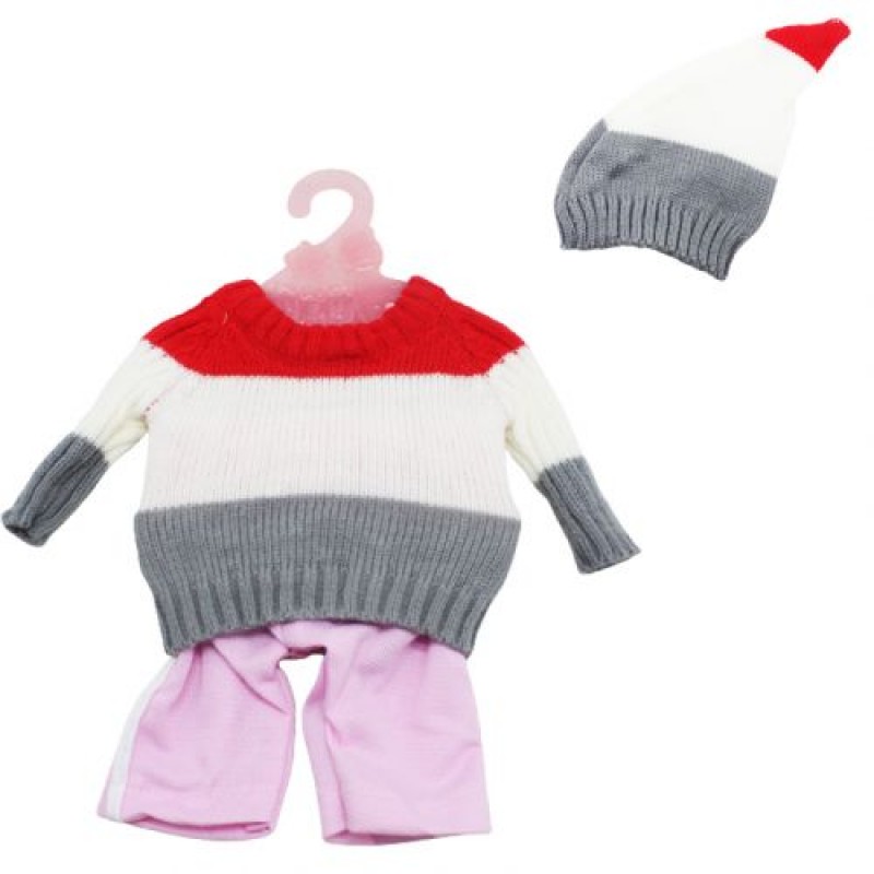 Одяг для пупса "Warm Baby: полоска" Текстиль Червоний Білий Сірий (195210)