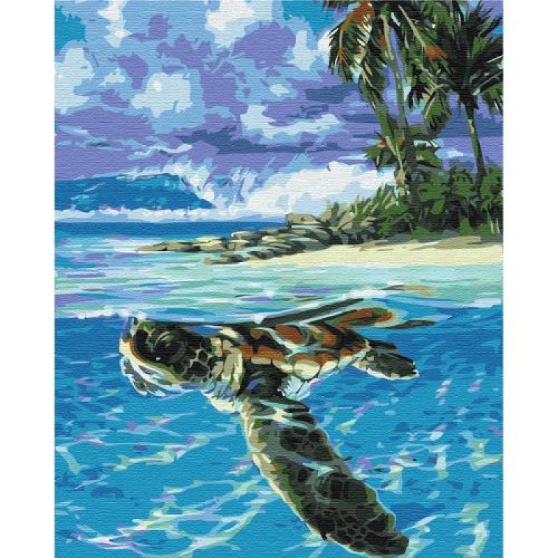 Картина за номерами "Тропічна черепаха" ★★ Комбінований Різнобарв'я (203535)