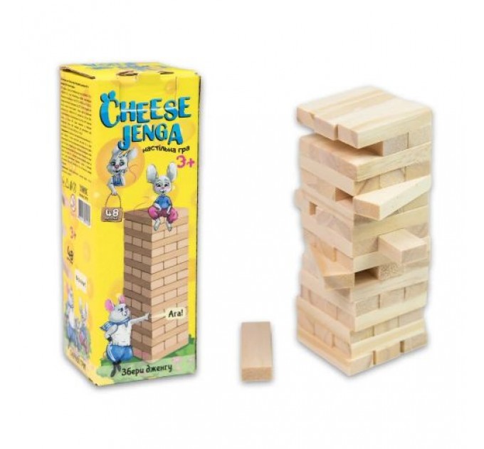 Настільна гра "Cheese Jenga" 48 брусків, міні (укр) Дерево Різнобарв'я (212655)