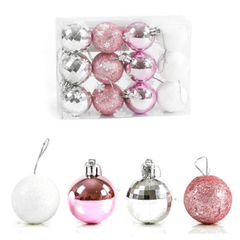 Набір новорічних кульок "Казкові кульки" (12 шт) Пластик Різнобарв'я (223202)