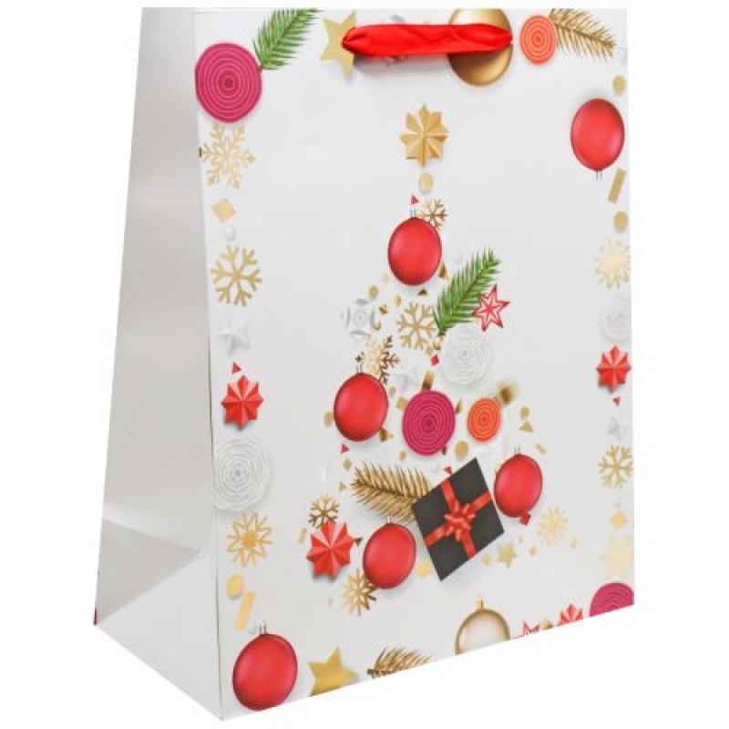 Пакет подарунковий "Новорічні прикраси", 32 см (вид 4) Комбінований Різнобарв'я (223864)