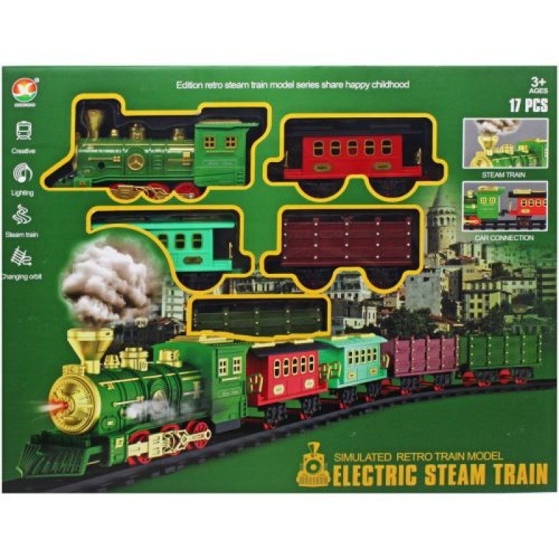 Залізниця з потягом "Electric Steam Train" Комбінований Зелений (225956)