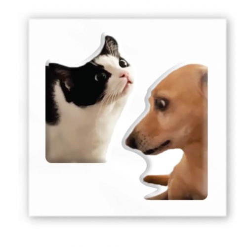 3D стікер "Мем: Пес і кіт" (ціна за 1 шт) Комбінований Різнобарв'я (238071)