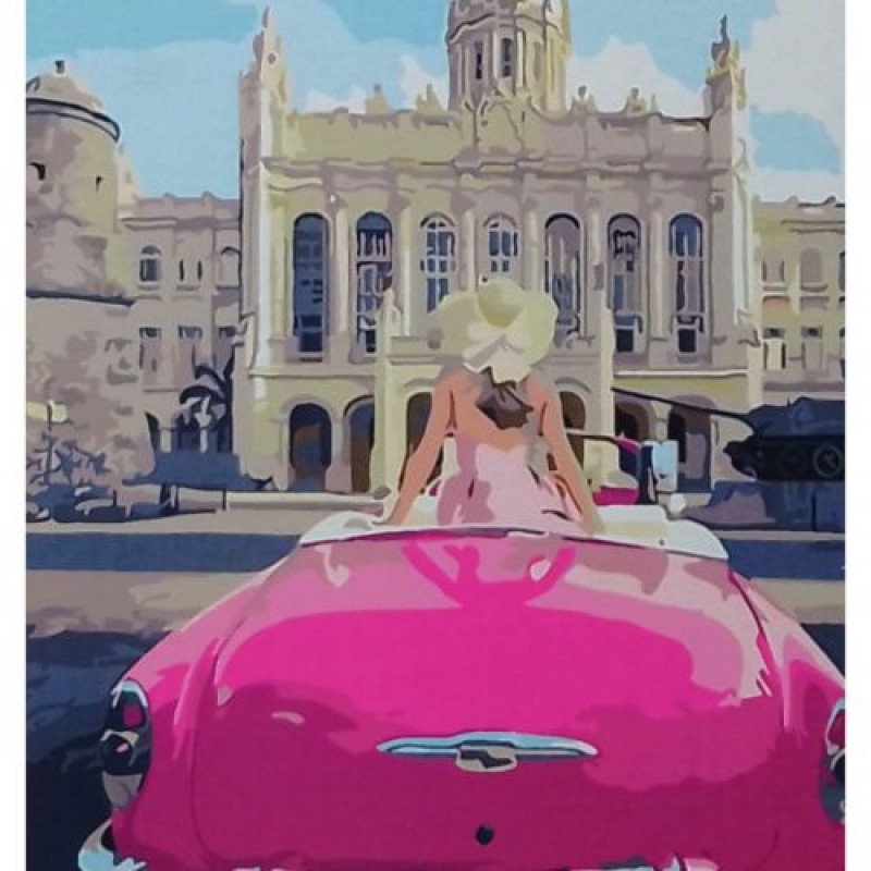 Картина по номерах "Рожеве авто" 40х50 см Комбінований Різнобарв'я (240374)