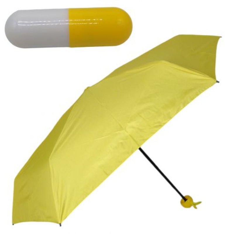 Міні парасолька в капсулі, механічна жовта (243741)