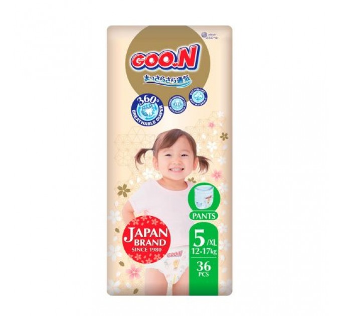 Трусики-підгузки Goo.N Premium Soft (розмір 5(XL), 12-17 кг, 36 шт) Комбінований Різнобарв'я (248922)