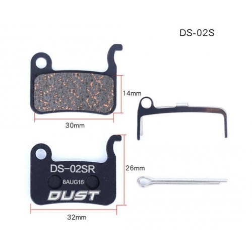 Колодки тормозные полуметалл disc DUST DS-02S Shimano M975/966/596/800/765/775/601/665/585/545/535, R-505, S-500