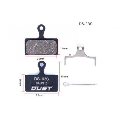 Колодки тормозные полуметалл disc DUST DS-03S Shimano M985/988/785/666/675/615, FSA K -Force DB-XC-9000 и др.