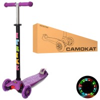 Самокат JR 3-003-V MAXI,кол3штПУ, 2пер120мм-світло, заднє75мм, кермо75/84см, фіолет., кор. Самокат JR 3-003-V MAXI,кол3штПУ, 2пер120мм-світло, заднє75мм, кермо75/84см, фіолет., кор.