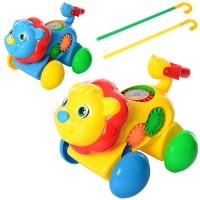 Каталка 0371 на ціпку, лев, рухомі деталі, 2 кольори, муз., кул., 19-15-15 см.