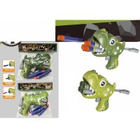 Автомат 317 динозавр, м'які кулі-присоски 4 шт., 2 кольори, кул., 19-17-5 см.